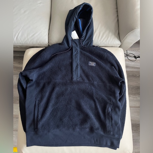 Abercrombie & Fitch Men’s Quarter Zip Teddy Fleece Hoodie - Size XXL - Picture 2 of 11